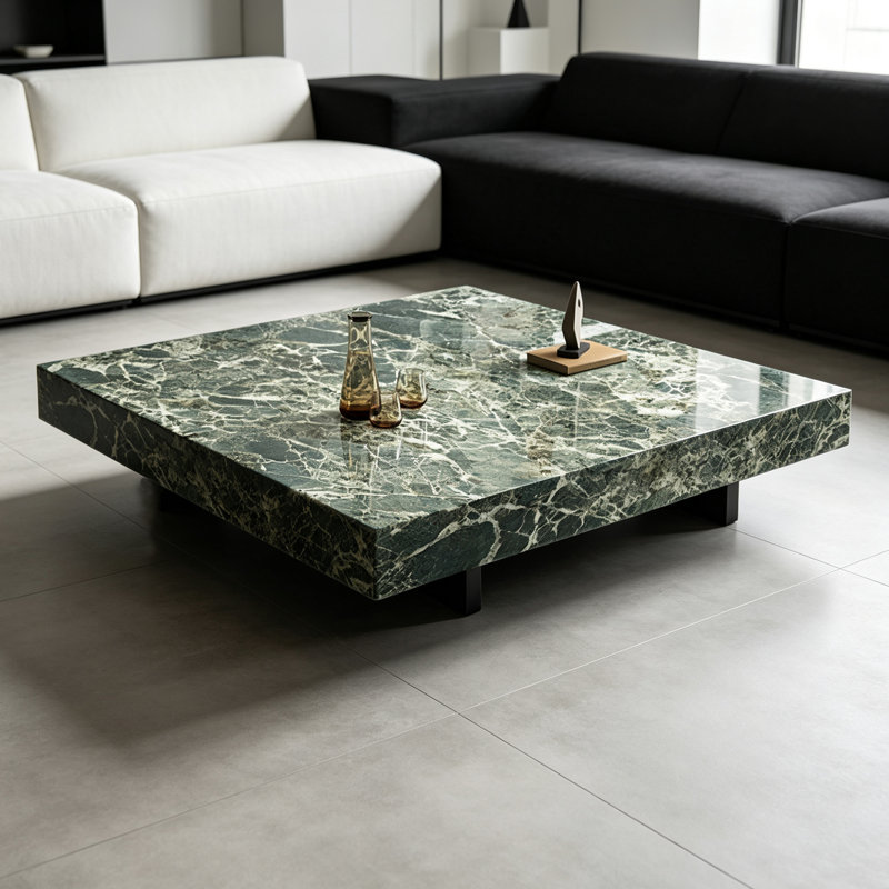 Table basse Italian Minimalist, 11.81" H x 39.37" W x 39.37" D, Green