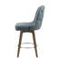 Tabouret de comptoir avec dossier, bleu, pieds en bois massif, repose-pieds en métal, dossier et siège pivotants, poli requis