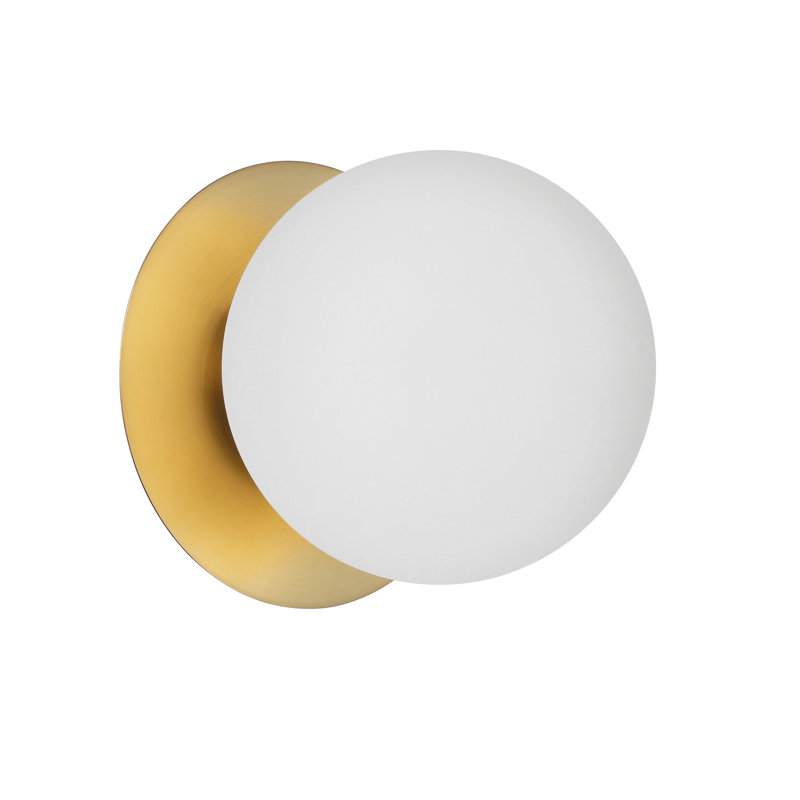 Bronwood Steel Flush Mounted Sconce, Aged Brass, White