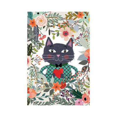 Cat And Heart by Mia Charro - Wrapped Canvas Print