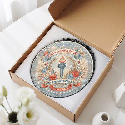 Panneau de fenêtre en verre floral pour décoration intérieure 250th Anniversary