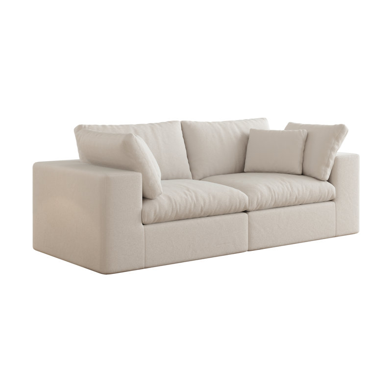 Boneless Large Modular Sectional Sofa,Convertible 3-Seater Floor Couch,No Assembly Required & Boxed Delivery,Plush With Pillows,Modern Minimalist In White