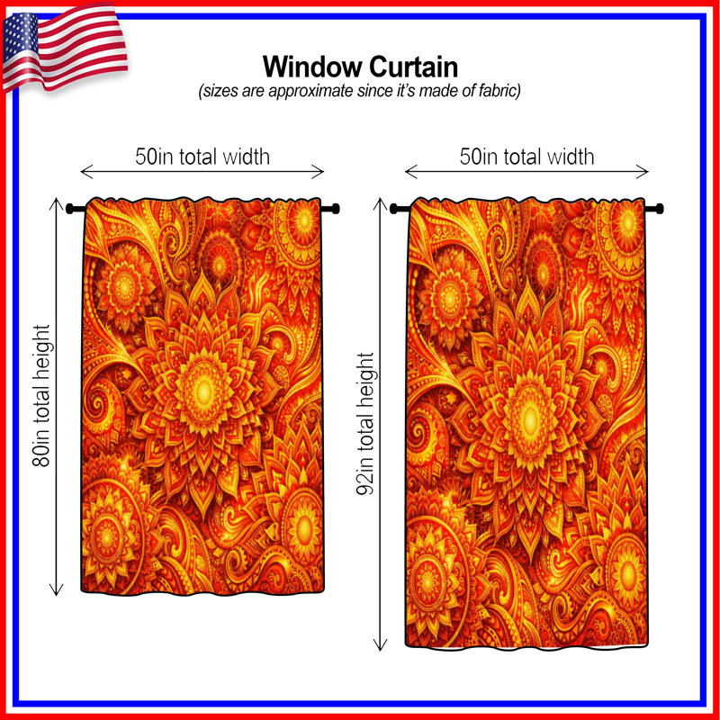 Rideaux de fenêtre complexes, voilages et rideaux à motif mandala - 1 panneau, 50" x 92" - 1 Panel, Transparent