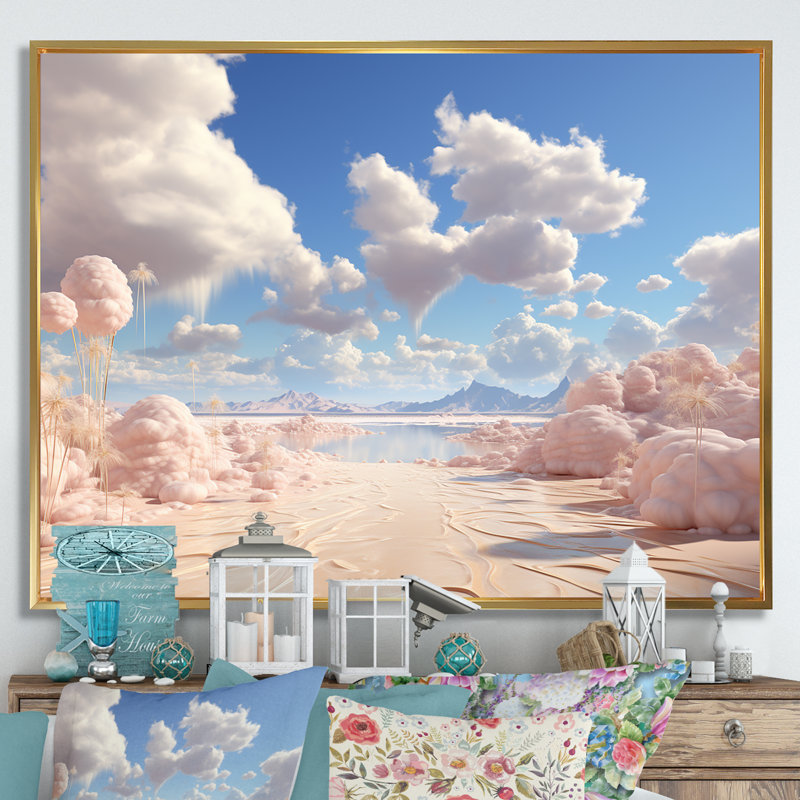 «Marshmallow Mirage Fluffy Cloud I», reproduction sur toile, H 40 po x l 30 po x P 1,5 po, Cadre flottant doré
