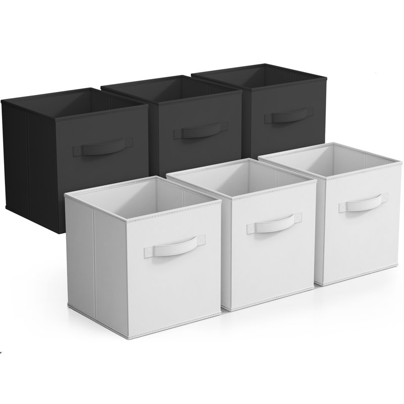 Cubes de rangement pliables Sorbus - paquet de 6, 11 pouces, noir et blanc, tissu, pliable, rangement et rangement, utilisation polyvalente, rangement pliable, léger et durable, noir / blanc