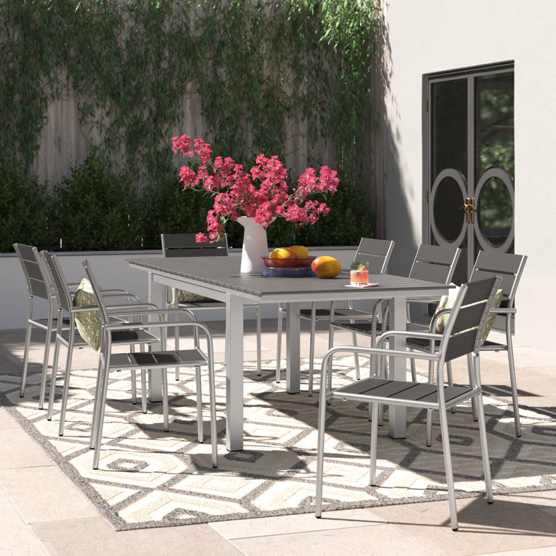 Ensemble repas d'extérieur en aluminium 9 pièces Modway Shore