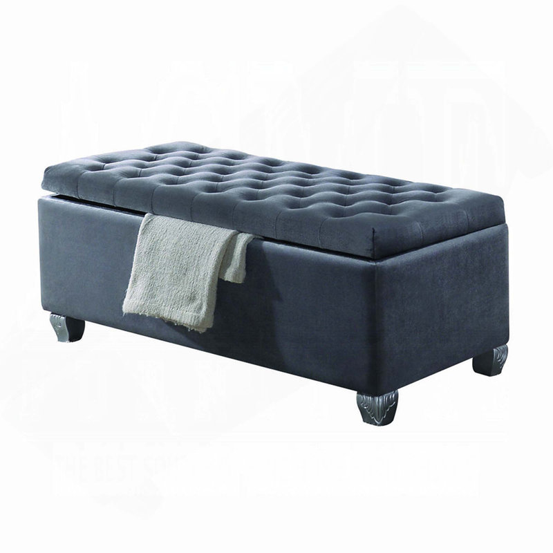 Banc rembourré en tissu capitonné avec rangement