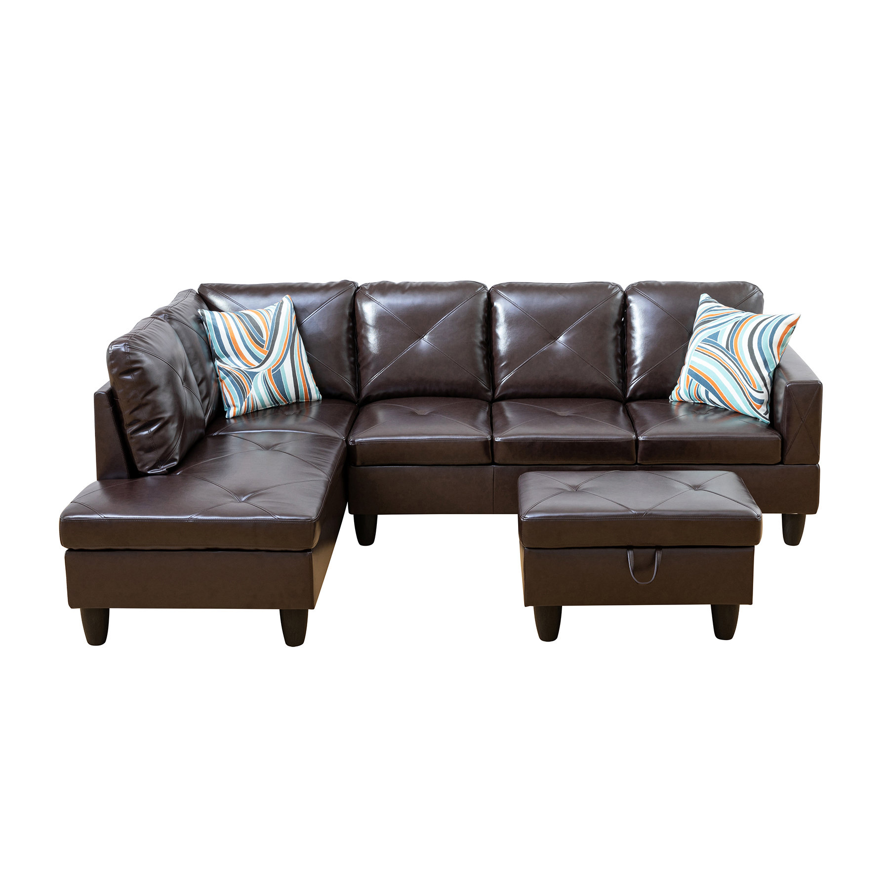 Ebern Designs Krunoslav 3 - Piece Faux Leather Sofa & Chaise & Reviews ...