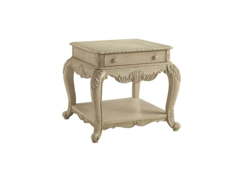 End Table with Storage, Antique White