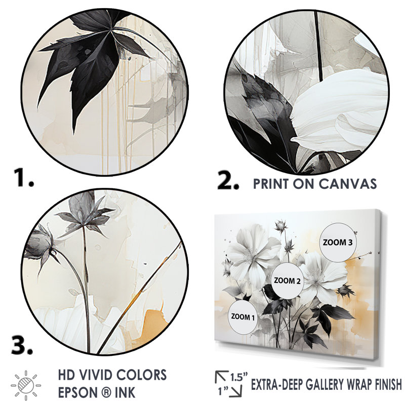 " Grey Timeless Minimalism Hibiscus I ", Black Single Picture Framed, 12" H x 20" W x 1" D