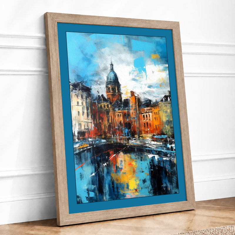 Domed Cathedral Reflections Coastal 1 Piece Single Picture Frame Wall Art, A2 - 59.4 x 42.0 cm, Oak