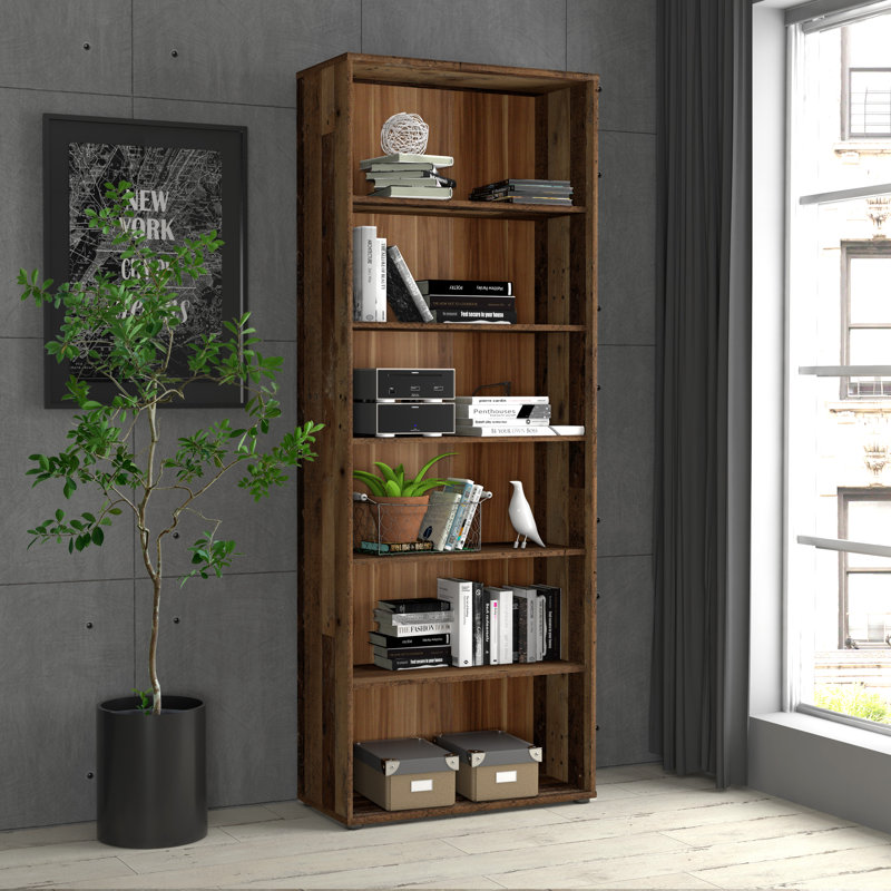 Frogerth 197.5cm H Standard Bookcase, 197.5cm H x 73.7cm W x 34.8cm D, Old Wood