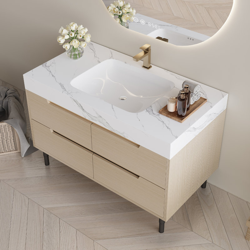 Meuble-lavabo en bois 35,4 po blanc
