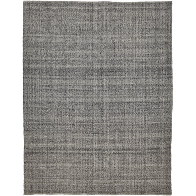 Rectangle Fleurette Handmade Flatweave Polyester Area Rug in Gray/Ivory
