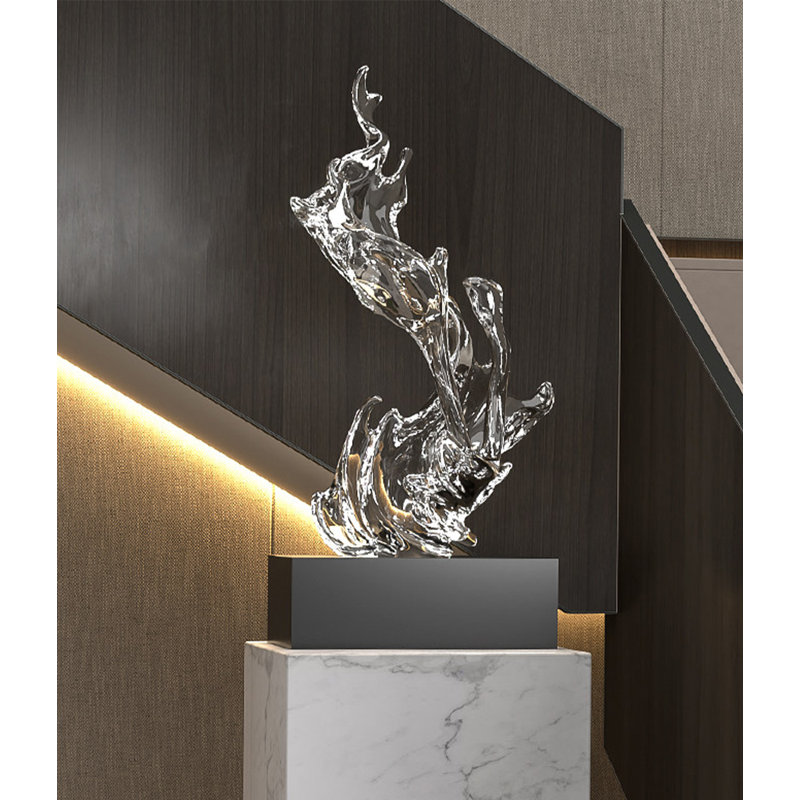 Luxueuse et luxueuse sculpture abstraite en fibre de verre transparente, Black