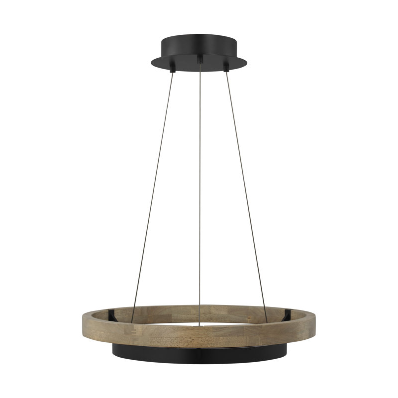 Grace 1 - Light LED Chandelier, Matte Black, 3.8" H x 24" W x 24" D, Gray