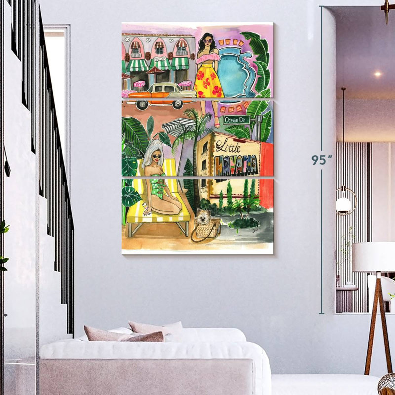 Masam Miami au printemps, H 74 po x l 48 po