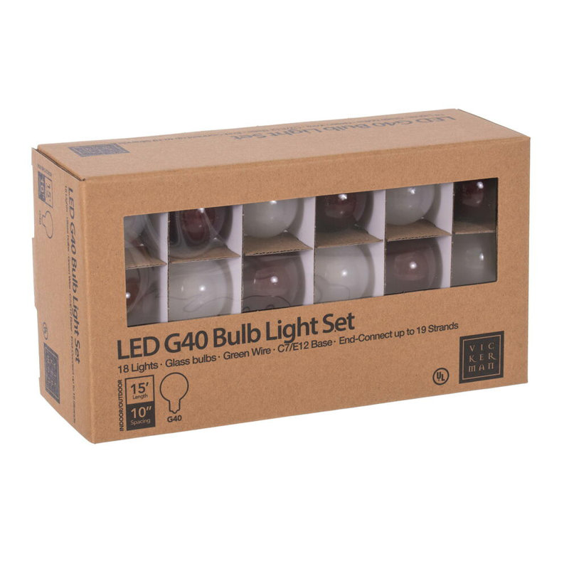 18Lt Red/White LED Glass G40-E12 Filament End-Connecting Set