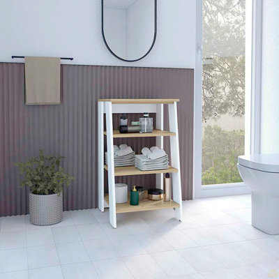 Armoire à linge Jenne, quatre tablettes ouvertes