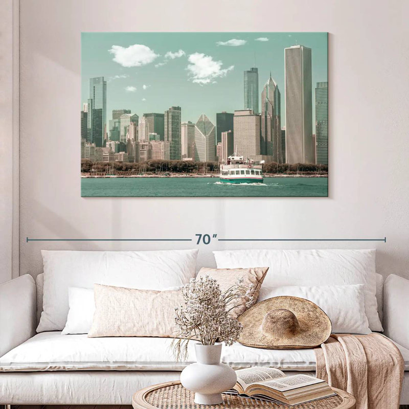 Style rétro Sirci Chicago Skyline, H 32 po x l 48 po
