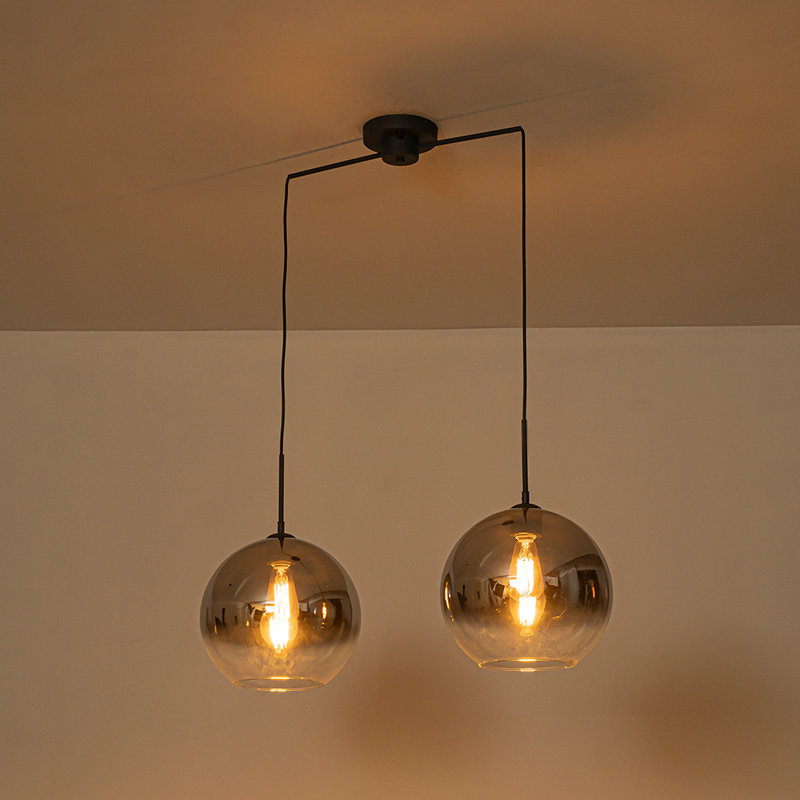 Luminaire suspendu en verre soufflé à la main à double lumière