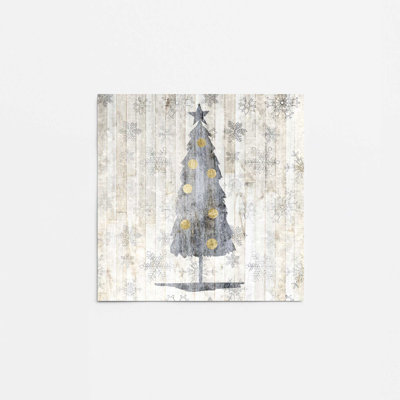 Impression d'arbre de Noël rustique argenté