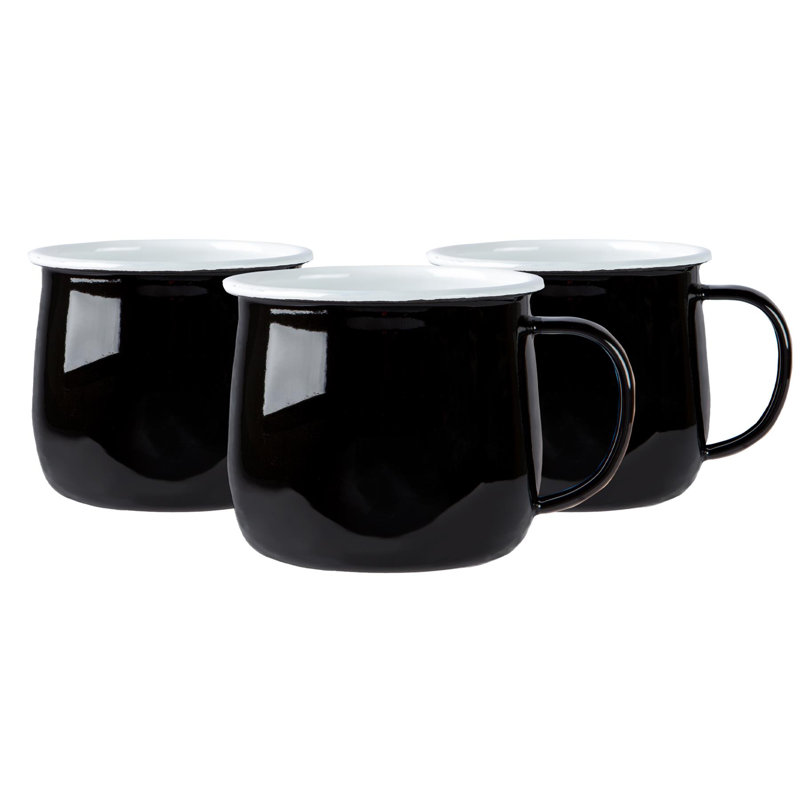 Enamelware Camping Mug, Black/Grey, 6