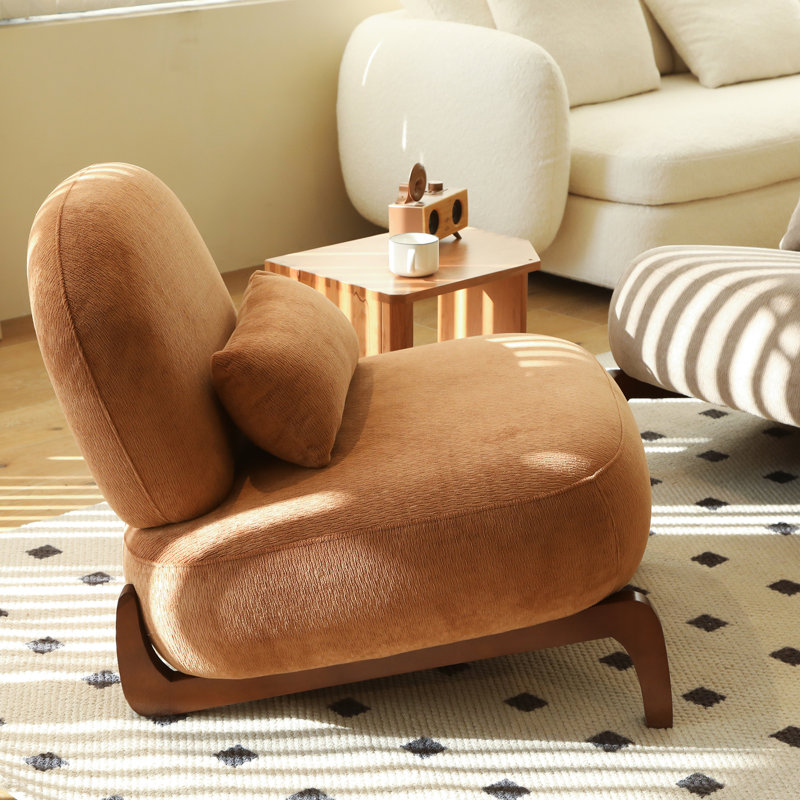 Fauteuil d'appoint confortable avec coussin moelleux et pieds en bois massif, idéal pour le salon, la chambre, l'appartement ou un balcon d'attente - Profondeur : 86,4 cm, largeur : 71,1 cm, hauteur : 68,6 cm, poids : 12,5 kg