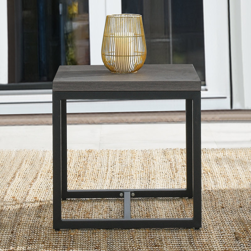 Square Metal Outdoor Side Table , 21.6'' in. W 21.6'' in. D