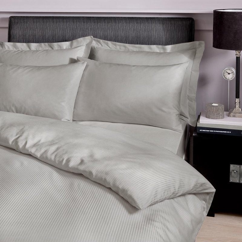 Satin Stripe 300 Thread Count Fitted Sheet, Kingsize (5'), White