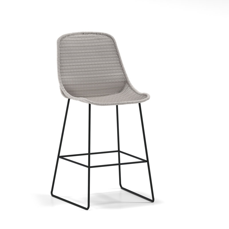 Casper Armless Bar Stool, Black/Greige, 29"