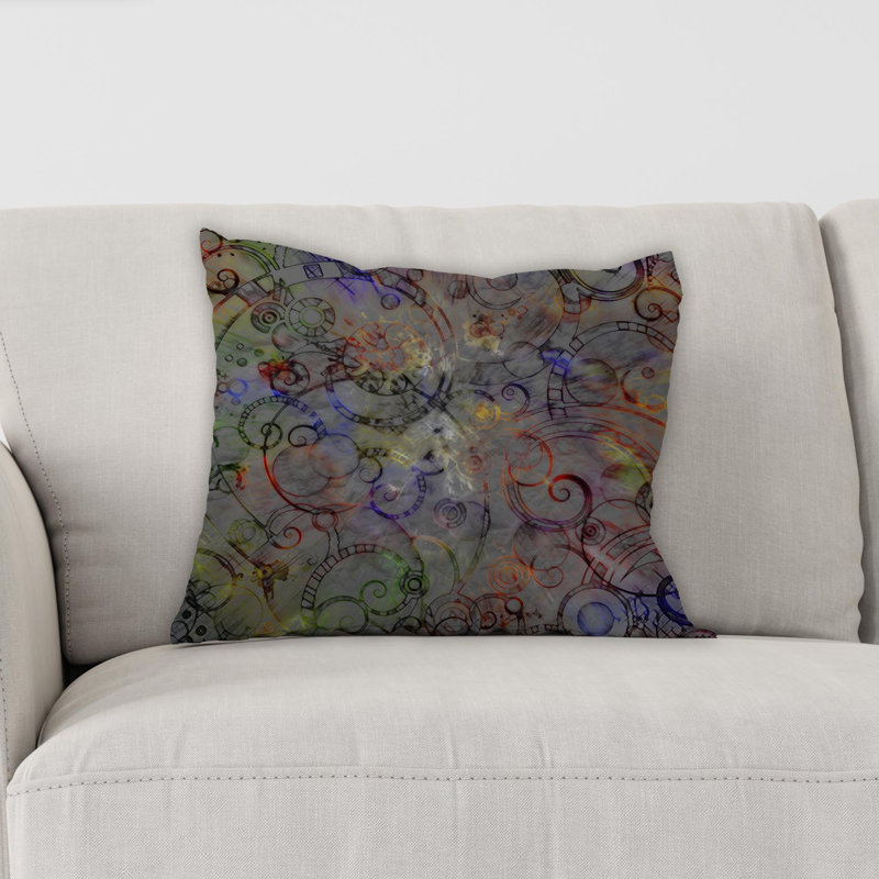 Abstract Cotton Blend Outdoor Reversible Throw Pillow, 16" x 16"