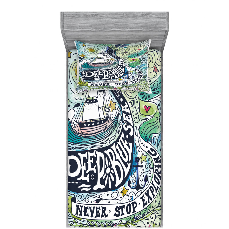 Ensemble de draps Whale, Ensemble de draps pour lit simple avec 1 taie d'or