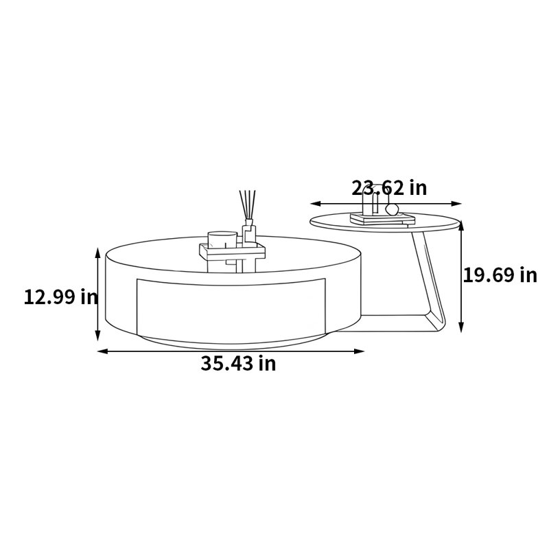 Ensemble de tables basses modernes et minimalistes, H 12,99 po x L 35,43 po x l 35,43 po