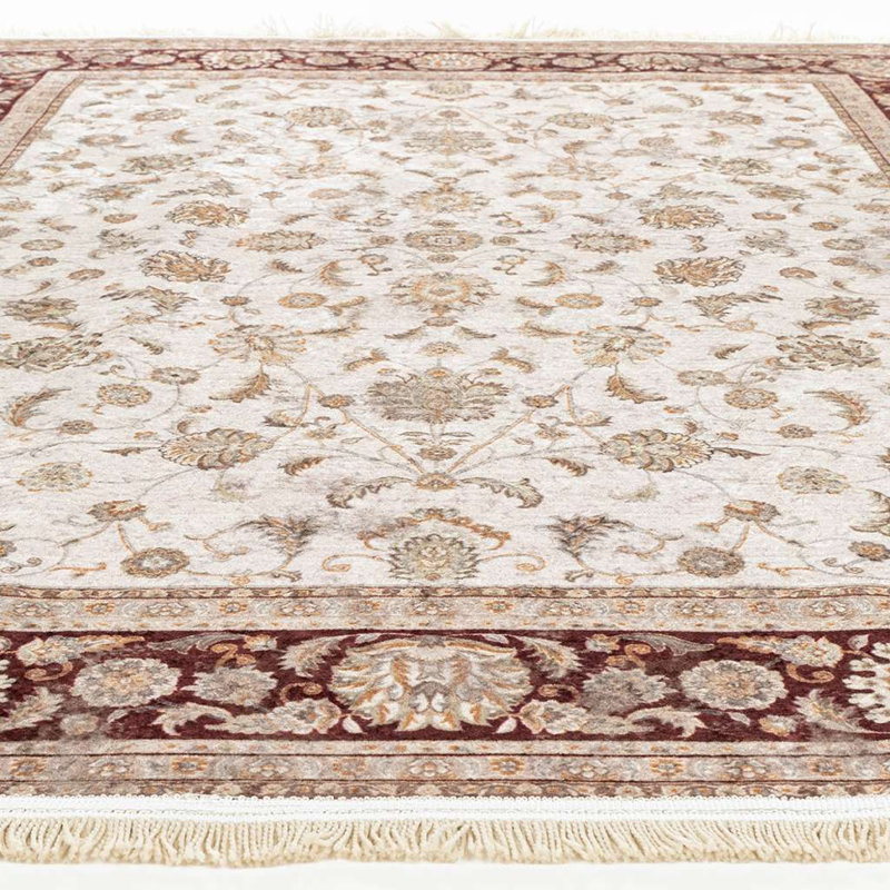 Alfa Rich Cyre Ultra-Thin Oriental Red Cream Washable Non-Slip Area Rugs for Living Room Bedroom, Rectangle 4'11'' x 7'6''
