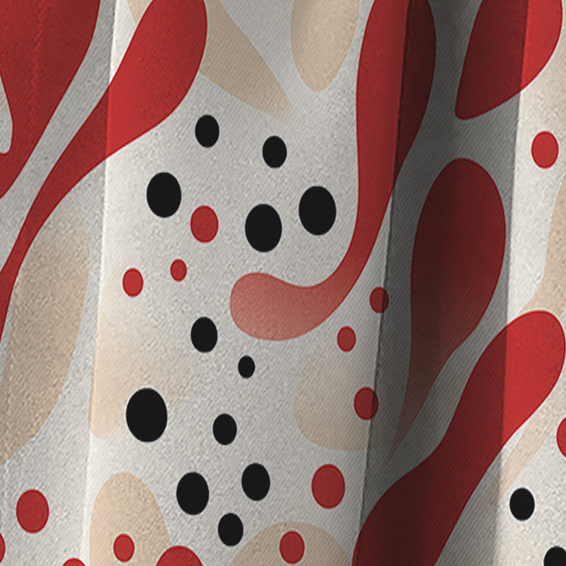 Motif à pois rouge et blanc - Rideau abstrait - Rideau occultant - 1 panneaux, L 52 po x L 95 po
