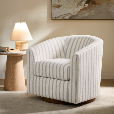 Fauteuil demi-tonneau pivotant de 30,5 po de largeur avec base en bois massif Amiir