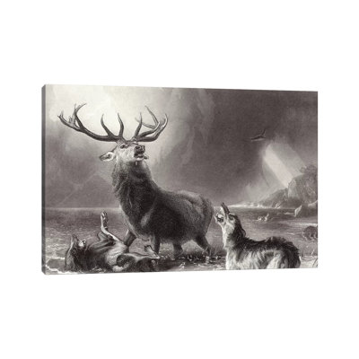 The Stag at Bay 1 Piece Wrapped Canvas Wall Art