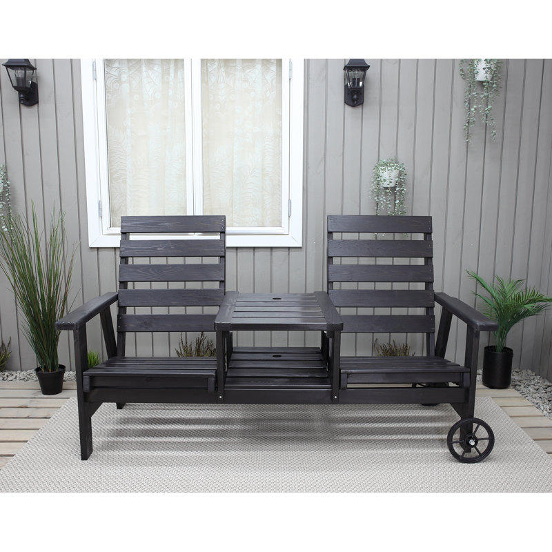 Martyna Solid Wood Pine Outdoor Bench, Black