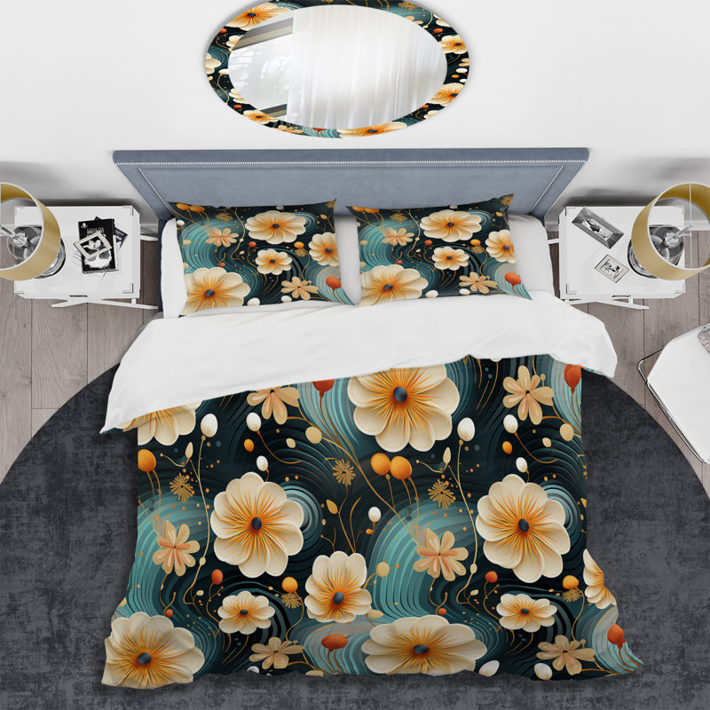 Ensemble de housse de couette en microfibre bleu / beige Dreamy, Housse de couette pour très grand lit et 2 très