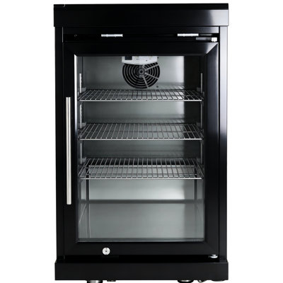 Single Door Black Outdoor Refrigerator Cabinet Featuring All - Weather Stainless Steel, Consistent Temperature Maintenance, And Drainage System Fridge For Spaces Steel Build, Foam Insulation,