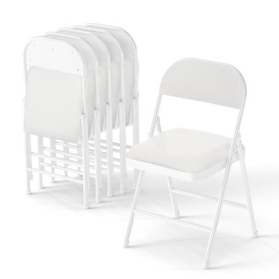LX-ZDY0063 6-pack, 1.0mm thickened leather folding chairs, 45*46*80cm, white.