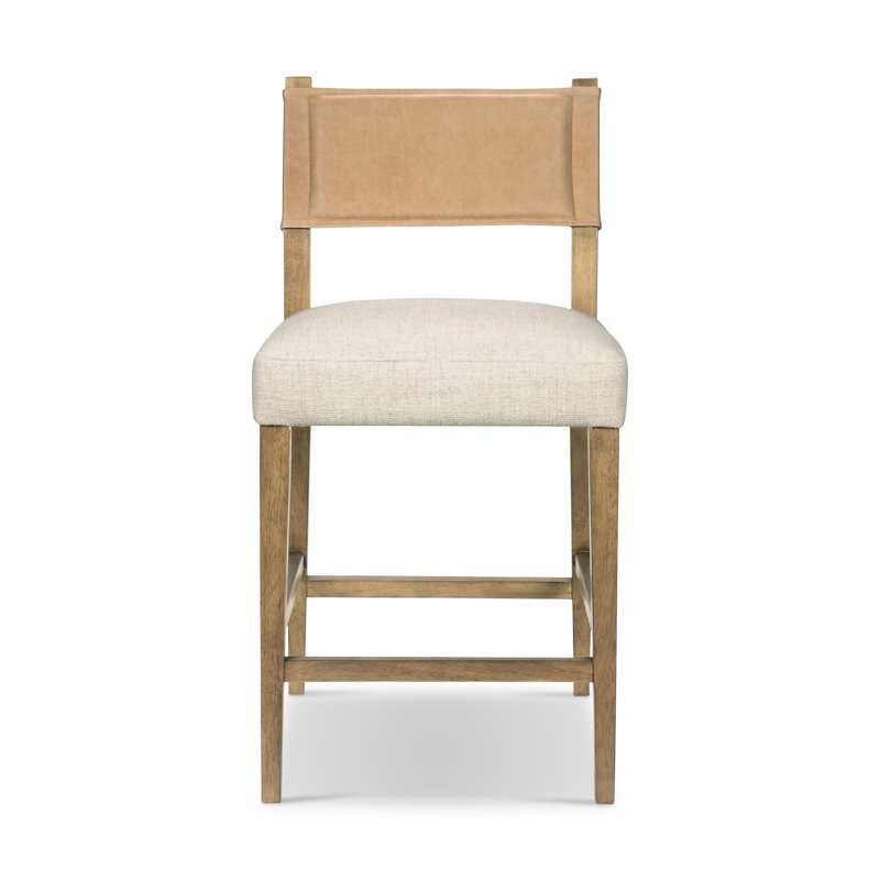 Ferris Stool, Thames Cream/Polyester Blend, Counter Stool (25.98" Seat Height), Light Oak