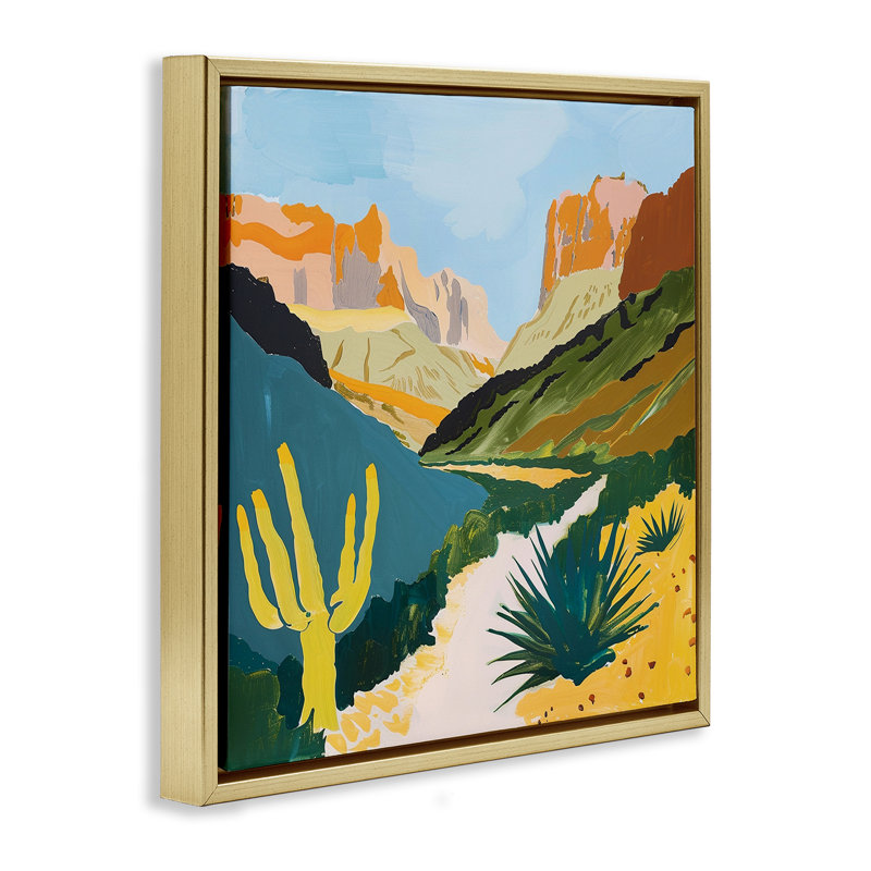 Art mural moderne avec toile flottante encadrée brune, paysage moderne par Canyon Noble, 25" H x 25" W