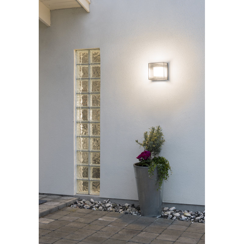 Gus Silver Integrated LED Outdoor Sconce, 21 cm H x 21 cm W x 14 cm D