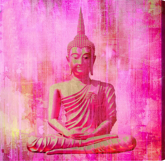 Bouddha rose - impression sur toile tendue, H 20 po x l 20 po x P 1,5 po, Toile tendue