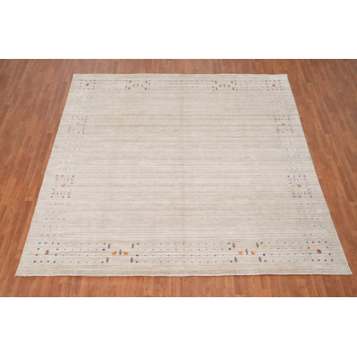 Tapis de style Gabbeh minimaliste 10 x 10 avec motifs subtils