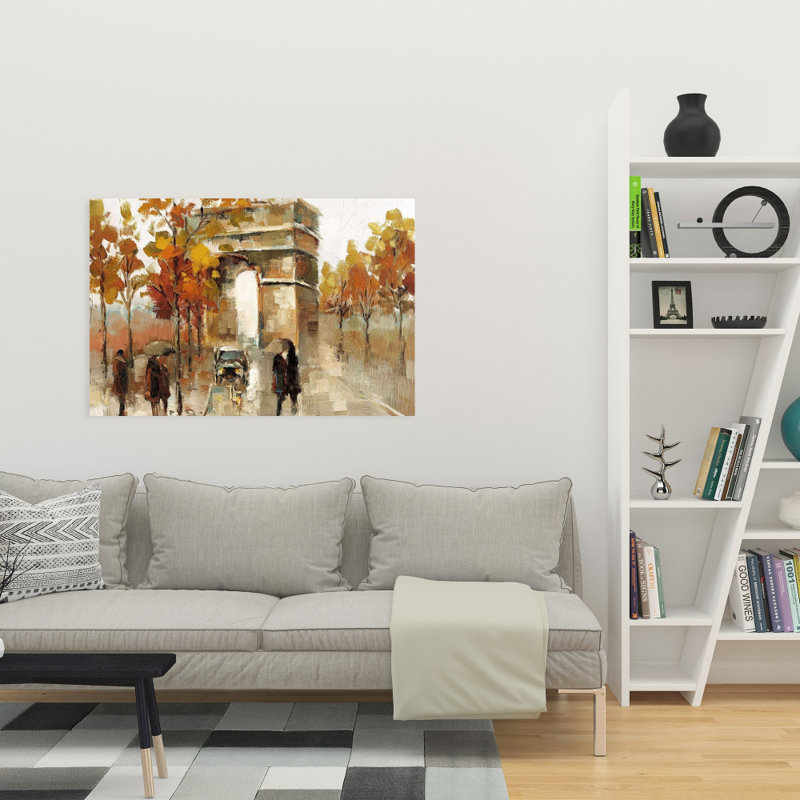 Arc de triomphe en automne - Toile de bureau pour la maison, H 36 po x l 24 po