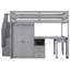 Lit double gris et lit mezzanine pour adolescents. Comprend des escaliers, une bibliothèque, des tiroirs, un bureau et une armoire. Fabriqué en bois. Lit optionnel peu encombrant pour les adolescents. Équipé de matériaux de qualité. Solution-960031018-960031016