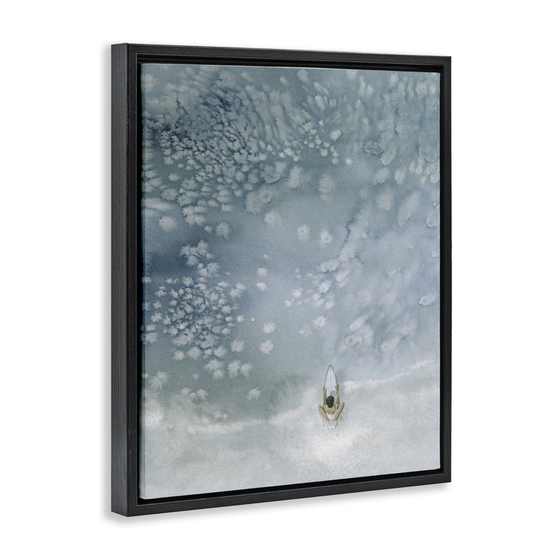 «Surfing Past The Break», art mural sur toile flottant gris, design par Grace Popp, H 21 po x l 17 po